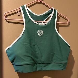 Old Navy Forest Green Sports Bra Top with White Accents